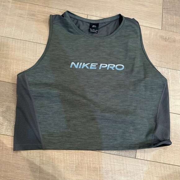 NIKEPRO NIKE GRAY PRO DRI FIT CROPPED TANK SHIRT XXL - Picture 1 of 8